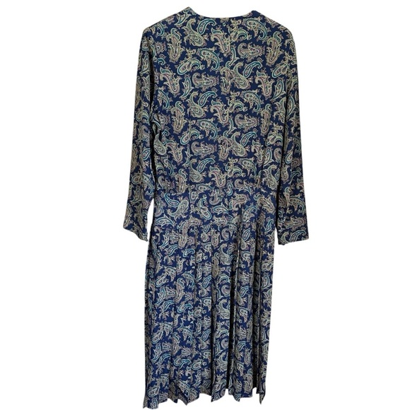 Vintage Talbots Pleated Paisley Midi Dress Sz 16 - Picture 5 of 10
